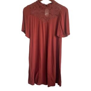 Y2K Stoosh Dress Women‎ S High Neck Crochet Bodice Boho Cottagecore Fairy Retro